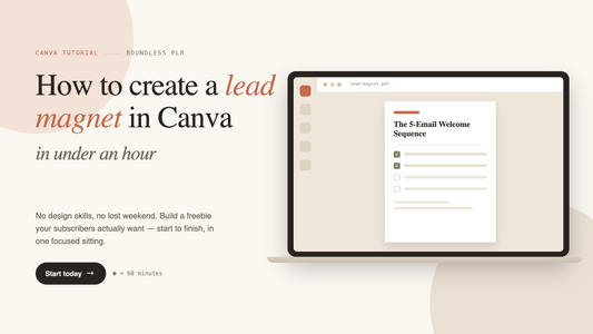Image with the words How to create a lead magnet in Canva shown on a laptop screen