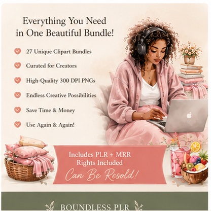 Clipart Bundle with MRR & PLR | 27 Commercial Use PNG Clipart Sets for Canva, Printables, Stickers & Digital Products