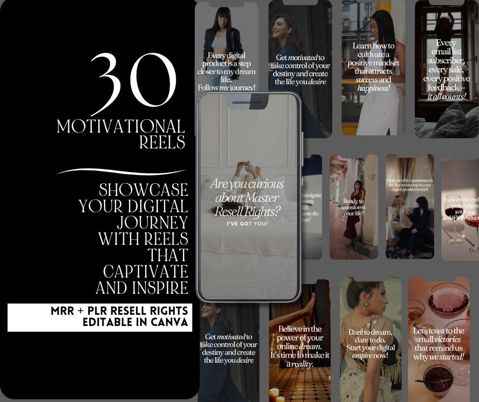 30 Motivational Reels with PLR & MRR | Instagram TikTok Pinterest | Canva Editable Templates - Boundless PLR