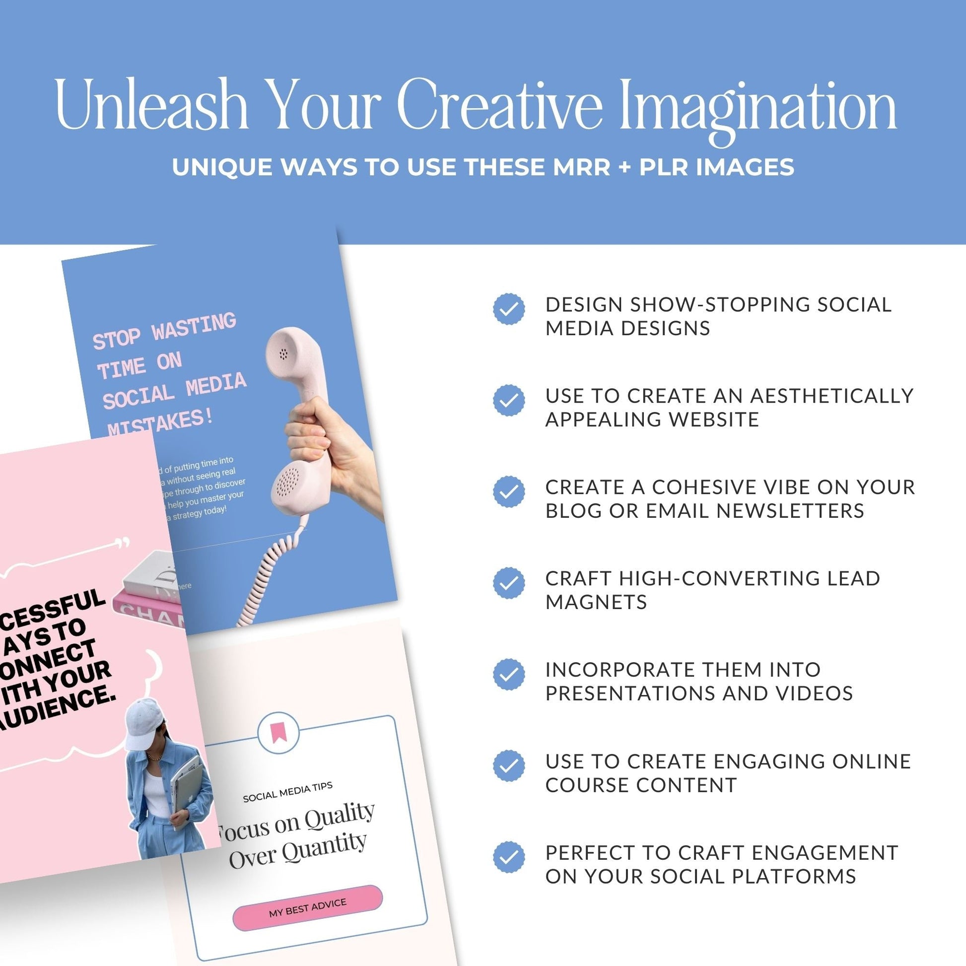 Pink & Blue Instagram Templates Pack (Canva Editable) | 50 Designs, 3 Sizes | MRR + PLR + Bonuses Boundless PLR