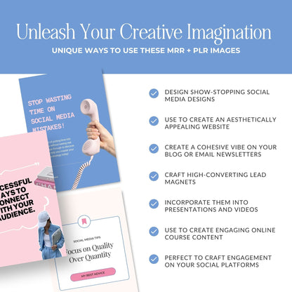 Pink & Blue Instagram Templates Pack (Canva Editable) | 50 Designs, 3 Sizes | MRR + PLR + Bonuses Boundless PLR