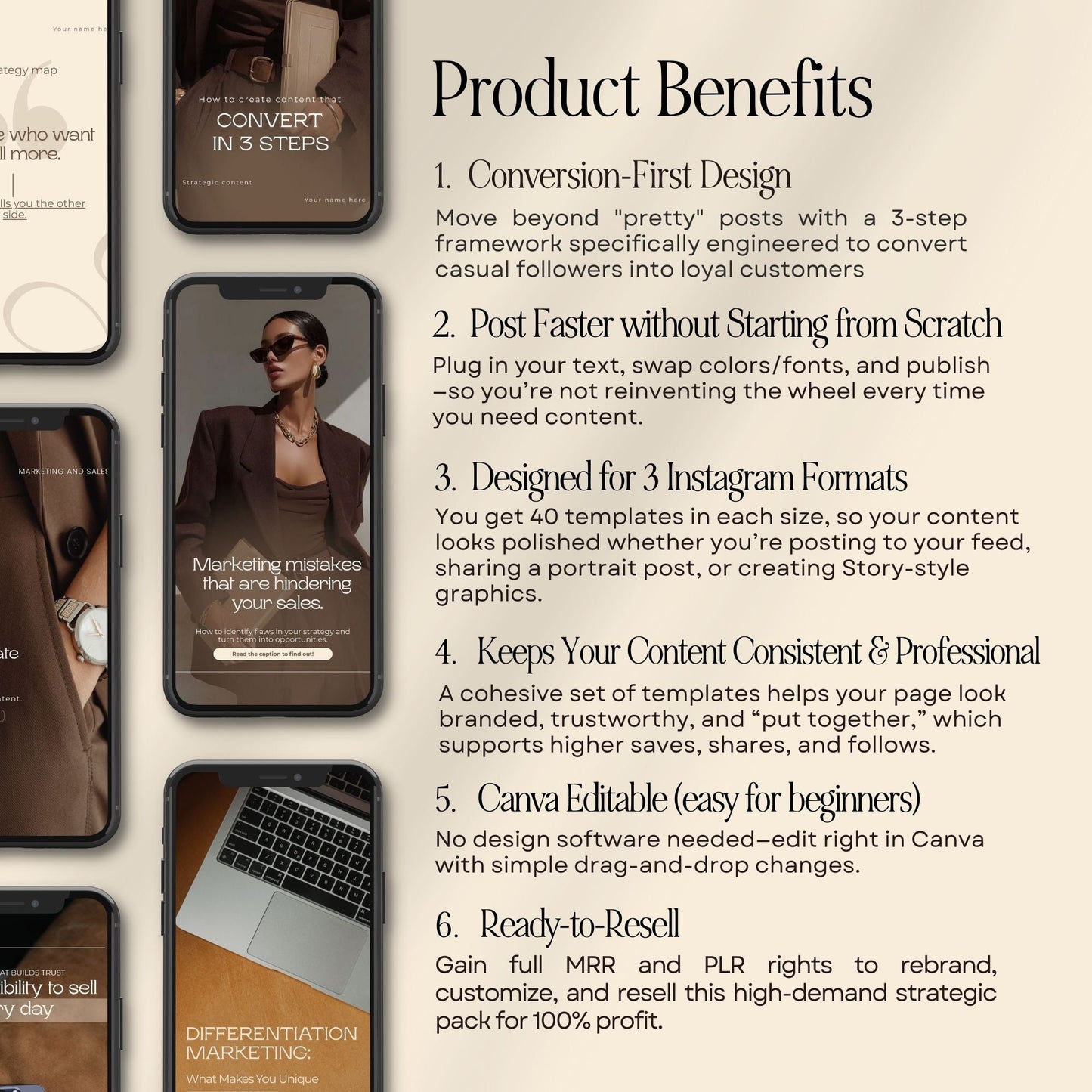 Strategic Marketing & Sales Content Pack | 40+ Instagram Templates | MRR & PLR Boundless PLR