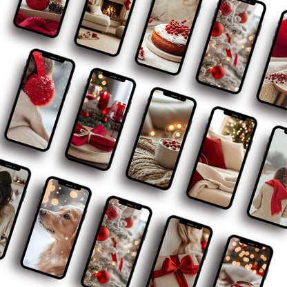 Cozy Christmas Images, Aesthetic Stock Photo Bundle, 100 Red & Beige Photos, Master Resell Rights, PLR Digital Product Boundless PLR