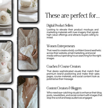 Valentine Stock Photos (100) | Ivory Romance Image Bundle | Canva | MRR + PLR Boundless PLR