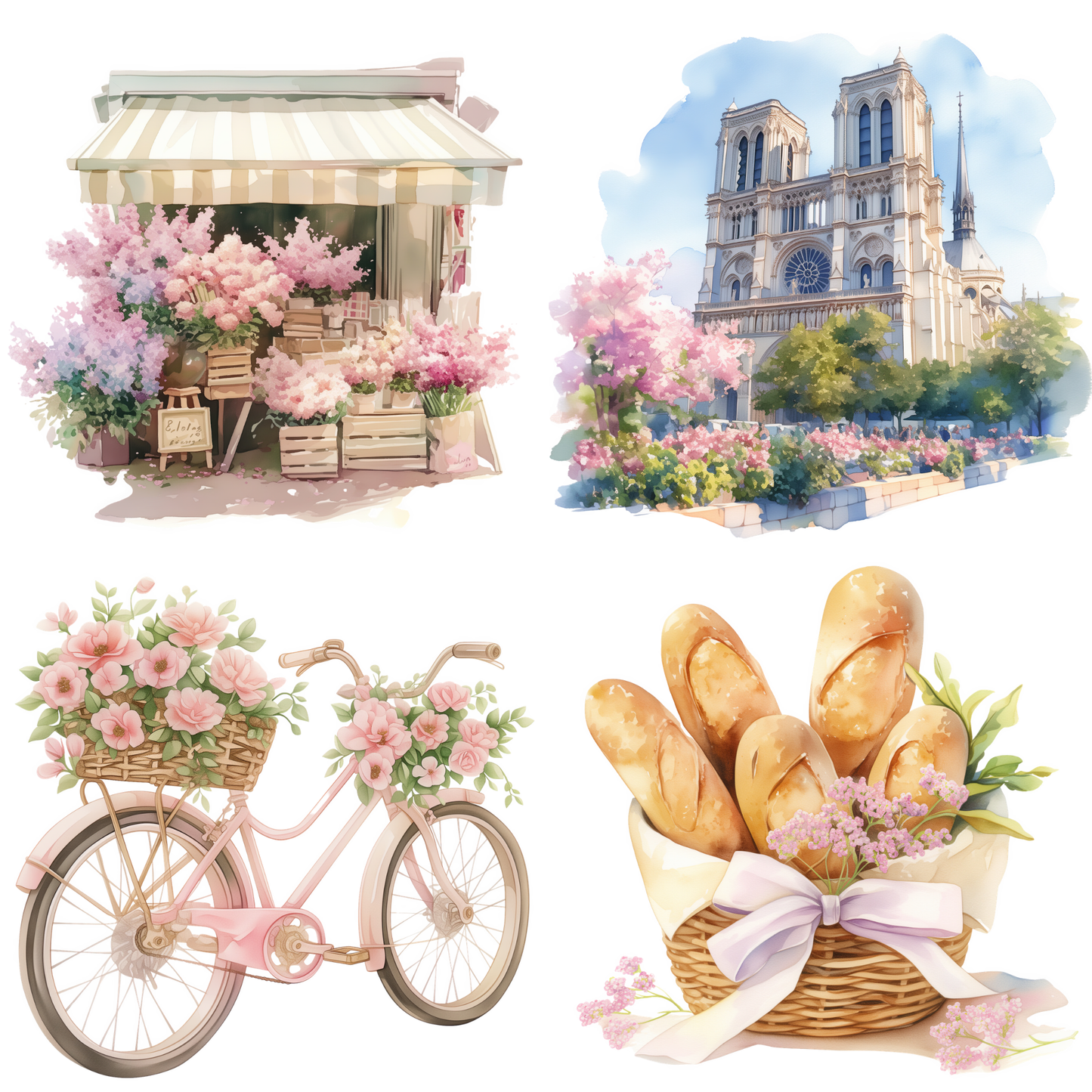 Paris in Bloom AI Clipart Bundle (12 Transparent PNGs) + PLR/MRR Resell Rights + Bonus Canva Crash Course Boundless PLR
