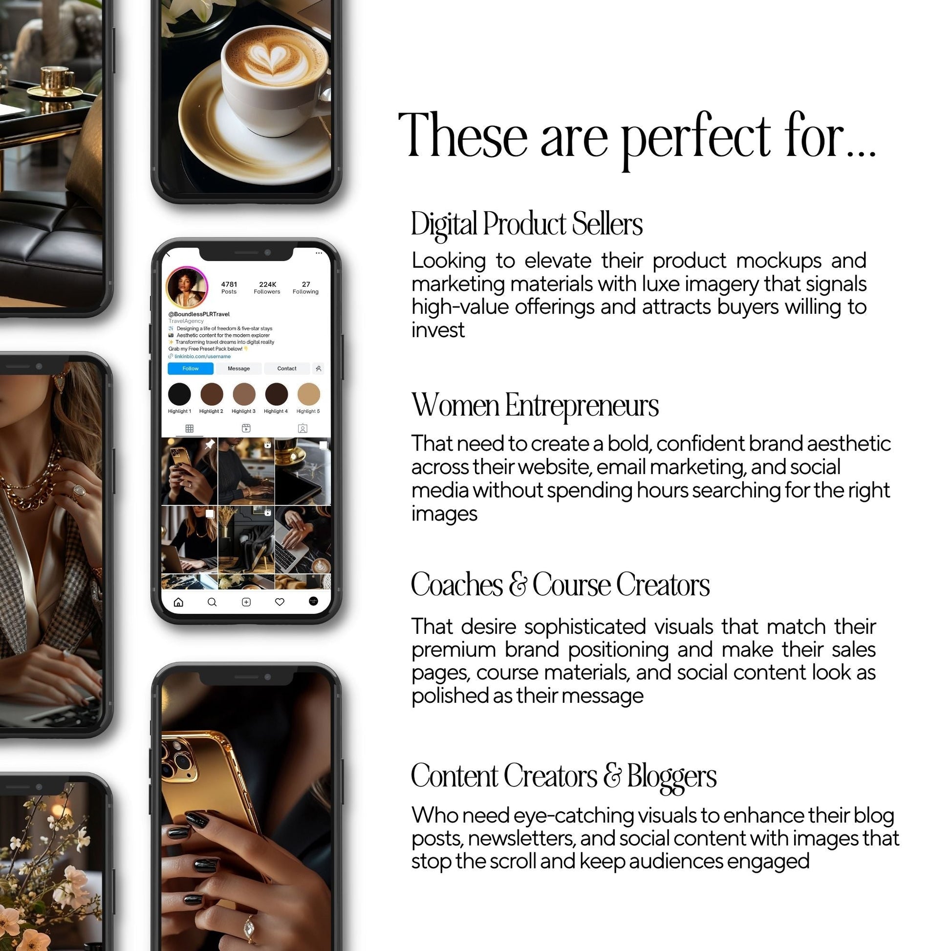 Black & Gold Luxury Collection: 45 AI Stock Images with MRR & PLR Boundless PLR