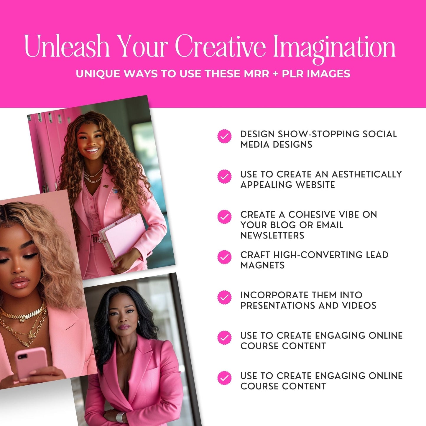 Melanin Hot Pink Luxury Stock Photo Vault | 77 Branding Images with MRR + PLR Boundless PLR