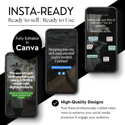 75 DFY Reels for Men + 225 Bonus Faceless Reels | Canva Editable - PLR Instagram Reels & Covers - Boundless PLR