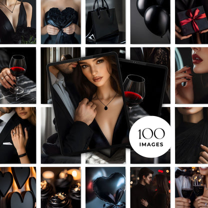 Valentine Stock Photos (100) | Midnight Romance Valentines AI Images | 3 Sizes: Post, Story, Portrait | MRR + PLR