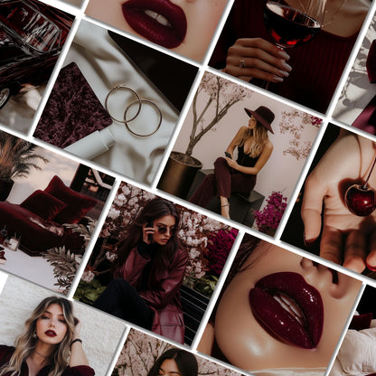 Burgundy Luxe AI Image Pack (75 Premium Images) Square + Story + MRR & PLR Rights Boundless PLR