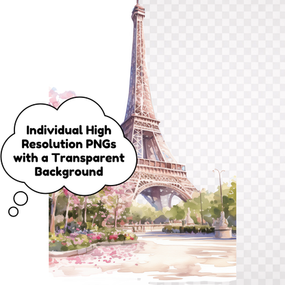 Paris in Bloom AI Clipart Bundle (12 Transparent PNGs) + PLR/MRR Resell Rights + Bonus Canva Crash Course Boundless PLR