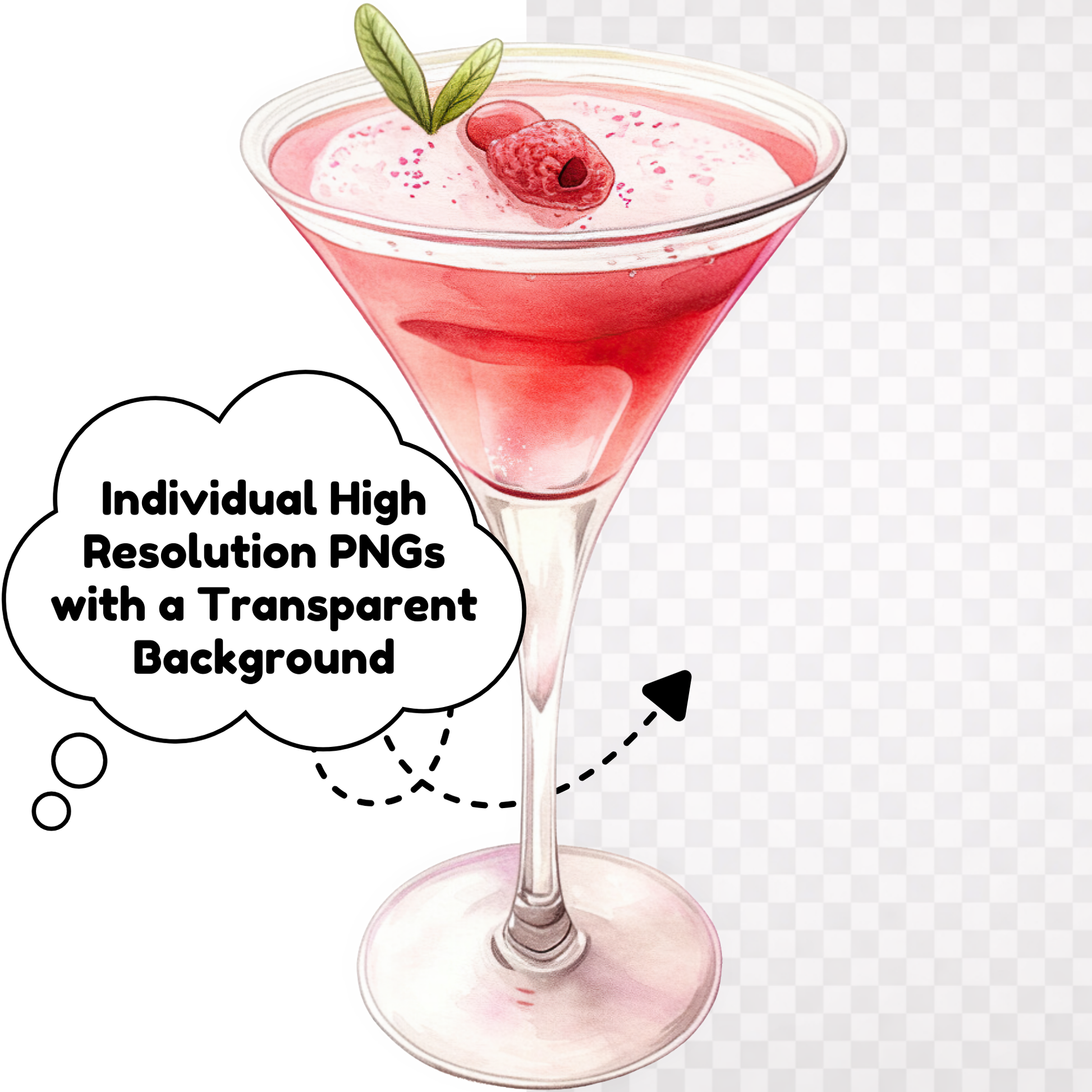 Cocktail Clipart Bundle: 11 Transparent PNGs + Cocktail Prompt Guide (Canva) + Bonus Canva Crash Course Boundless PLR