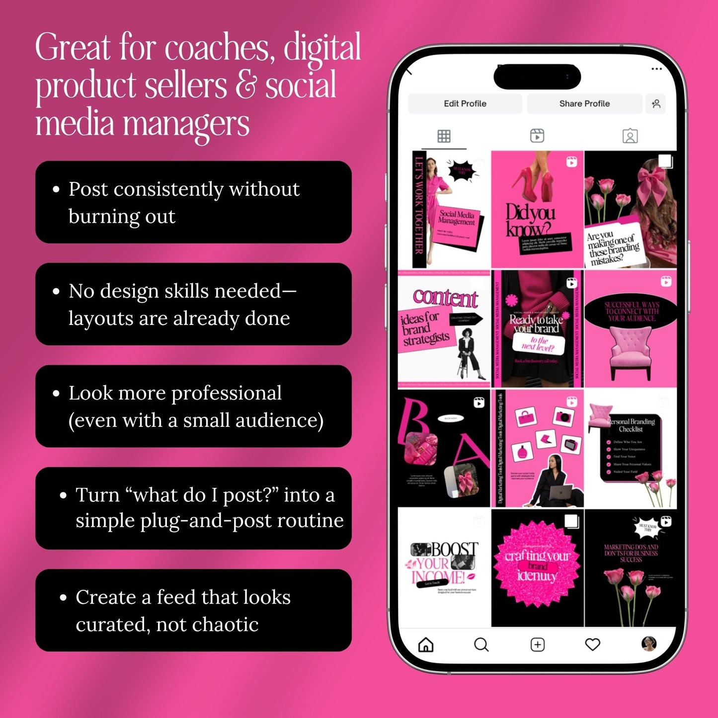 Social Media Templates PLR, 50 Editable Canva Instagram Posts | MRR & PLR Boundless PLR