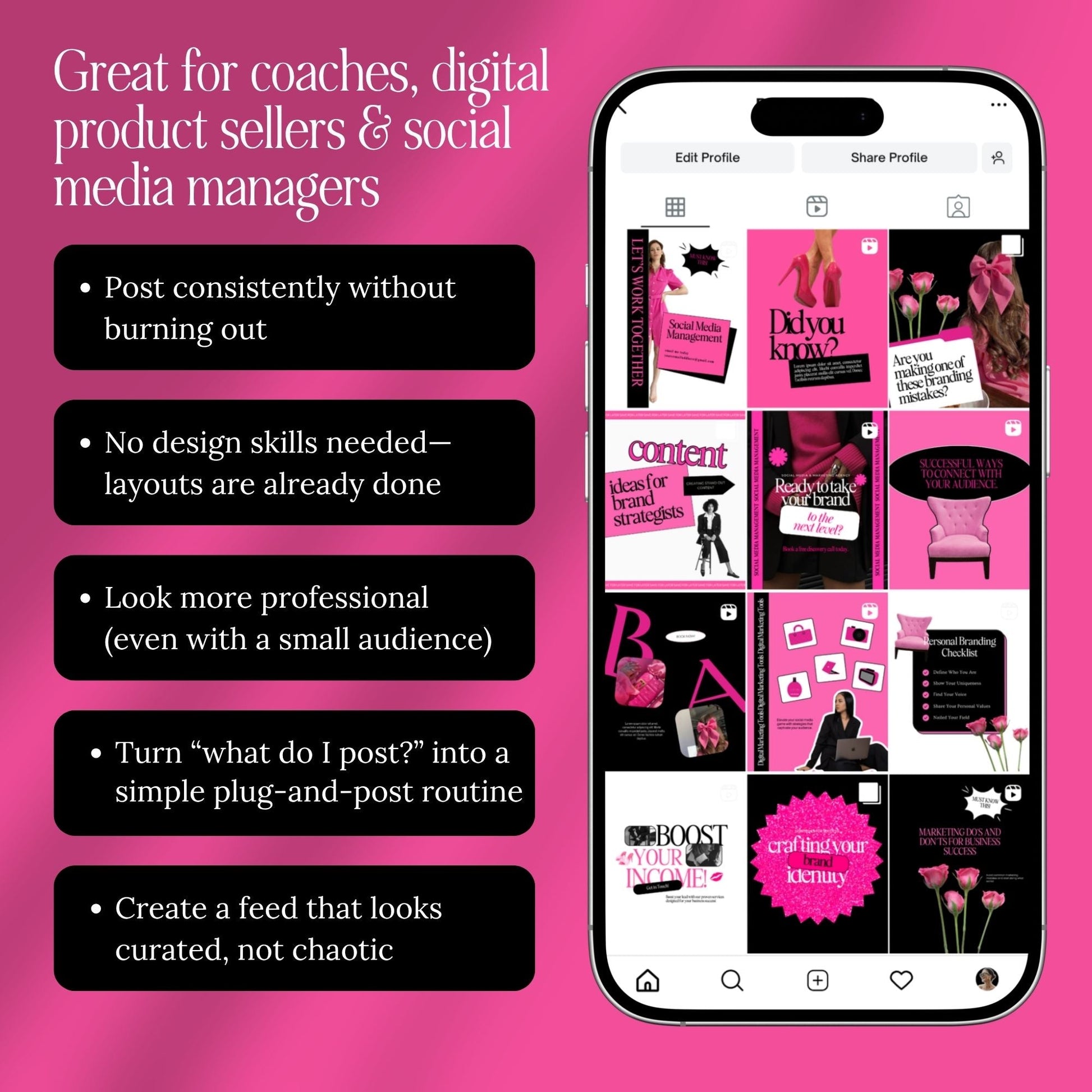 Social Media Templates PLR, 50 Editable Canva Instagram Posts | MRR & PLR Boundless PLR