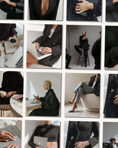 60 Aesthetic Faceless Marketing Stock Photos | Elegant Noir Editorial Collection | MRR & PLR Resell Rights