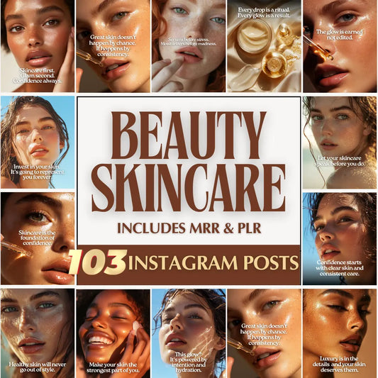 Skincare & Beauty Quote Instagram Templates — 60 Canva Posts with PLR & MRR Rights Boundless PLR