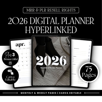 2026 Monthly & Weekly Planner | Canva Editable Template | PLR & MRR Resell Rights | Printable Digital Download (US Letter) Boundless PLR