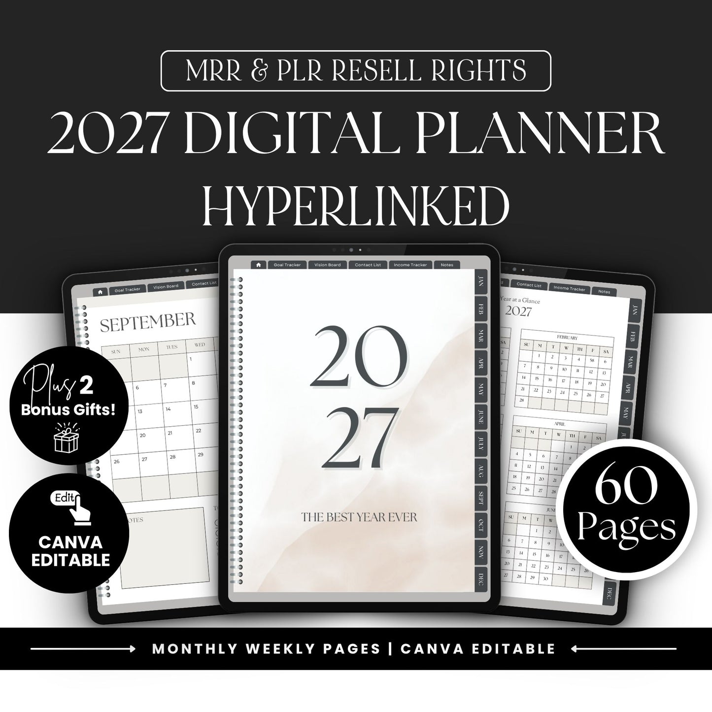 Canva Planner Template 2027 – PLR Digital Planner with Master Resell Rights