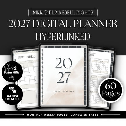 Canva Planner Template 2027 – PLR Digital Planner with Master Resell Rights