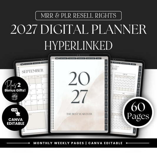 Canva Planner Template 2027 – PLR Digital Planner with Master Resell Rights