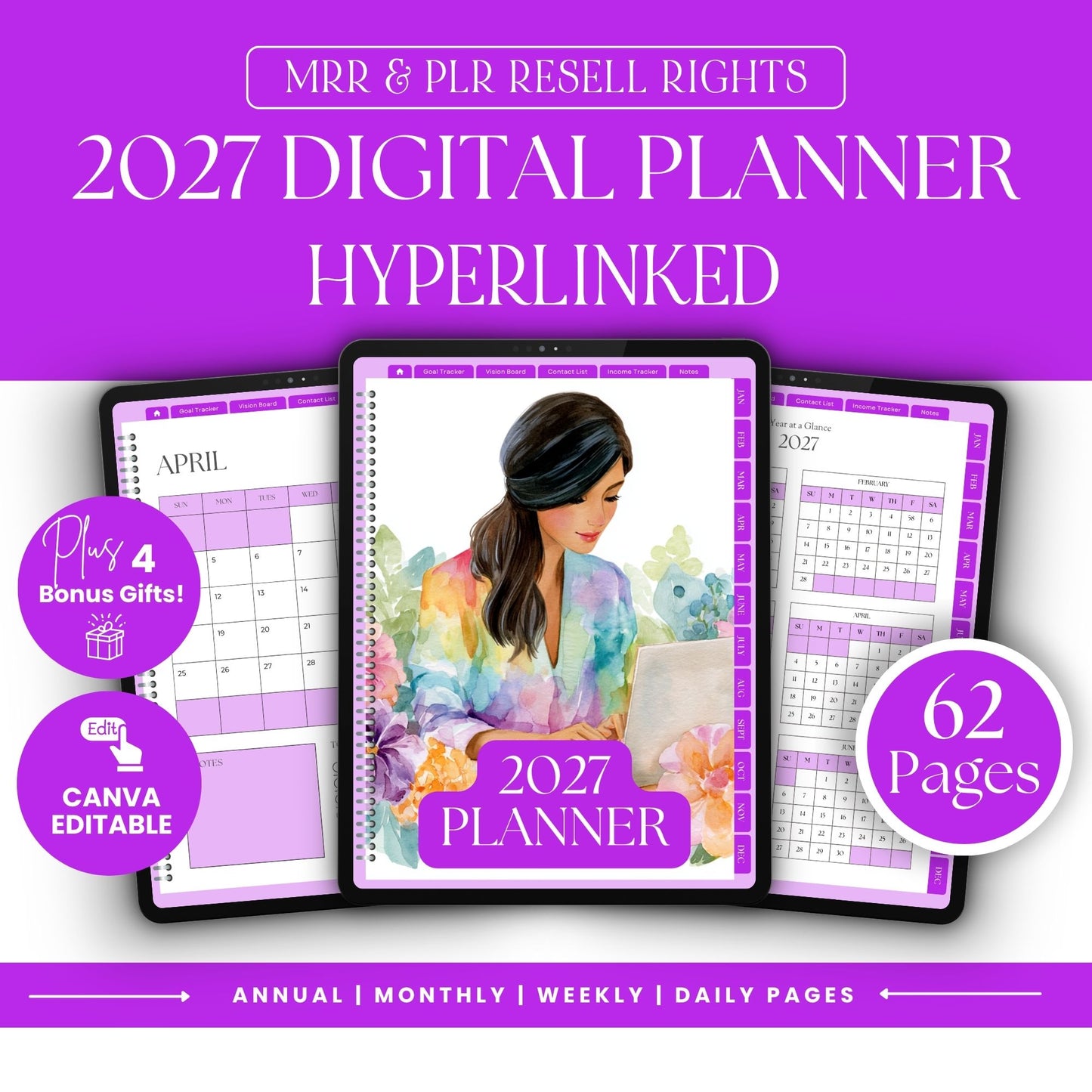 2027 Digital Planner Template | Canva PLR + MRR