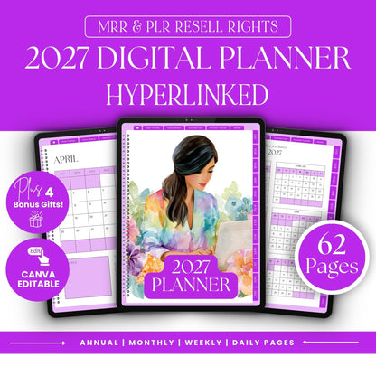 2027 Digital Planner Template | Canva PLR + MRR