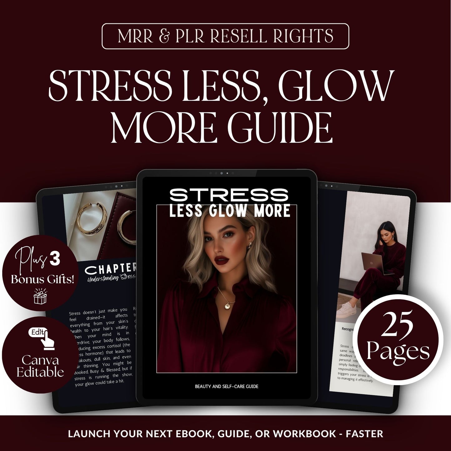PLR Self Care Ebook | Editable Canva Wellness Guide with Resell Rights
