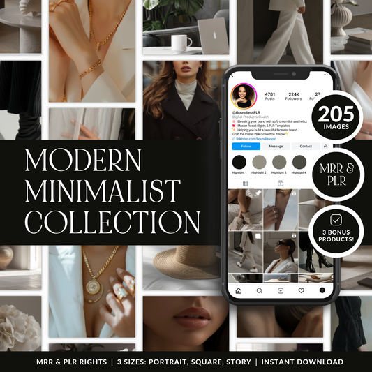Minimalist Stock Photos Bundle with PLR & MRR Rights | 205 AI Images
