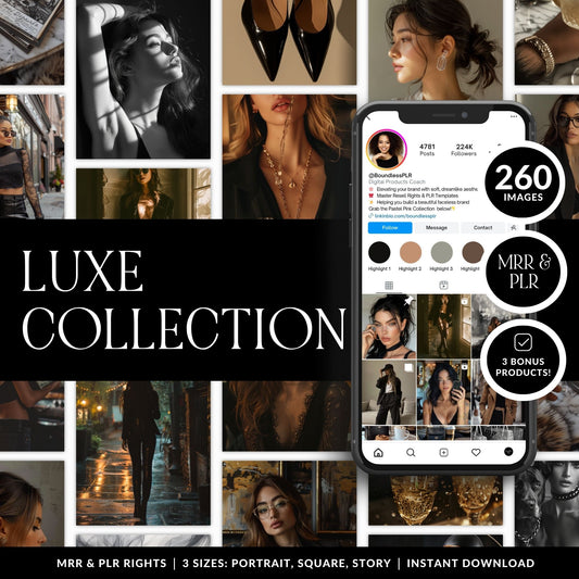 260 Luxe Dark Aesthetic Stock Photos with PLR & MRR Rights | Instant Download