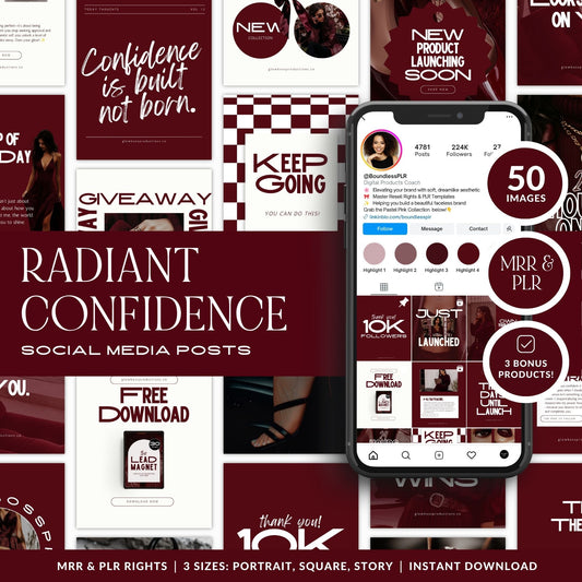 Canva Instagram Templates – Radiant Confidence Pack (50 Templates, MRR + PLR)
