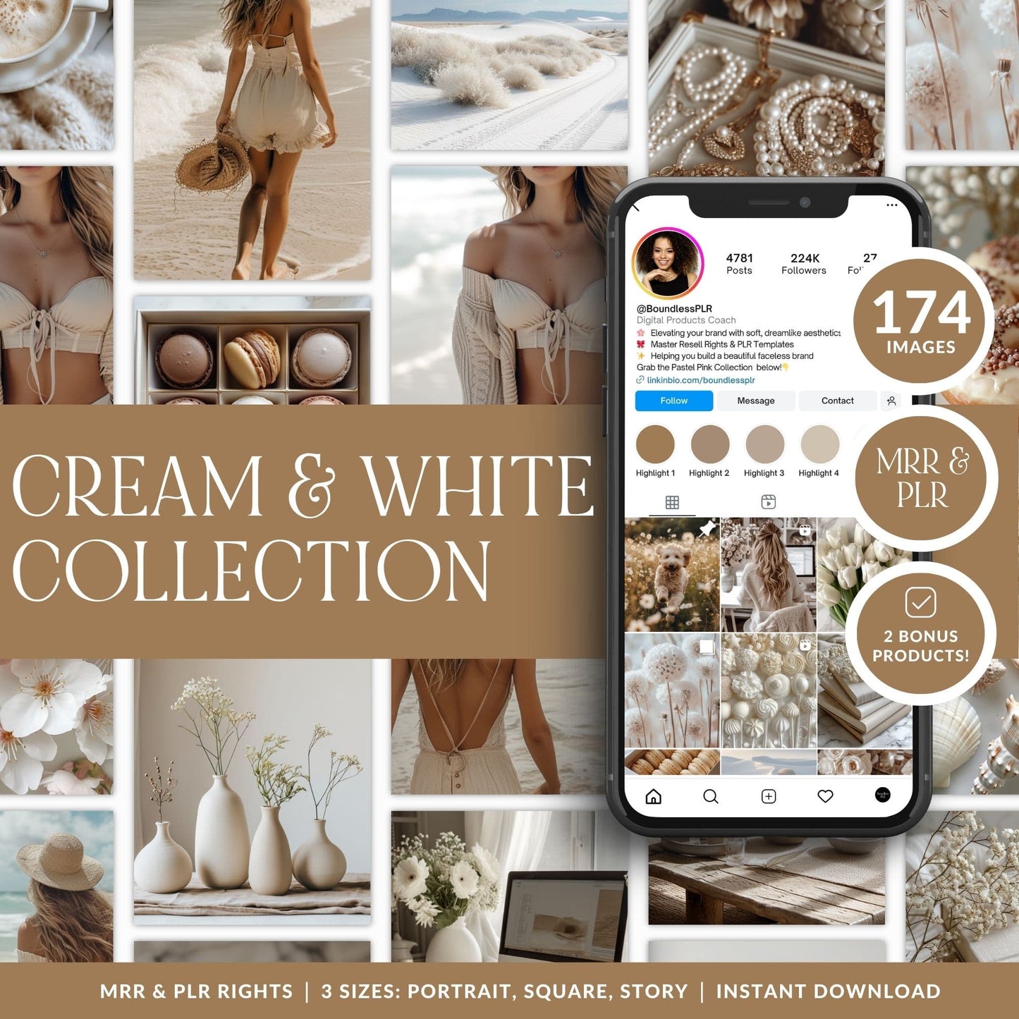 Cream & White AI Stock Image Collection | PLR & MRR Resell Rights