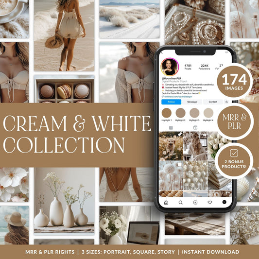 Cream & White AI Stock Image Collection | PLR & MRR Resell Rights