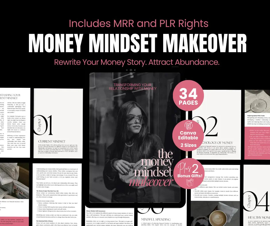 Money Mindset Makeover Guide — Canva Editable + PLR & MRR Rights Boundless PLR