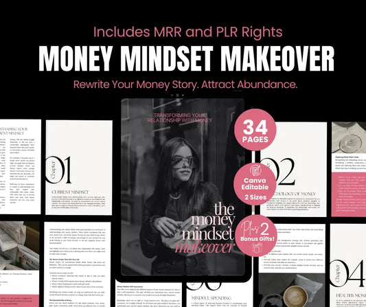 Money Mindset Makeover Guide — Canva Editable + PLR & MRR Rights Boundless PLR