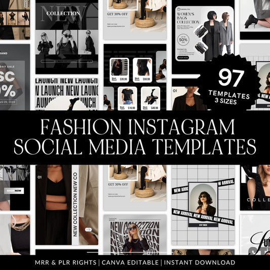 Fashion Social Media Templates | Canva Editable | MRR & PLR Resell Rights – 3 Sizes (1080×1080, 1080×1350, 1080×1920) Boundless PLR