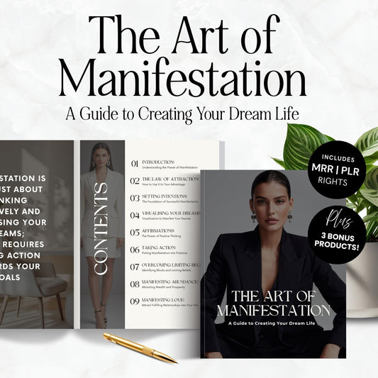 The Art of Manifestation eBook (Canva Editable) | US Letter + A4 | MRR + PLR + 3 Bonuses Boundless PLR