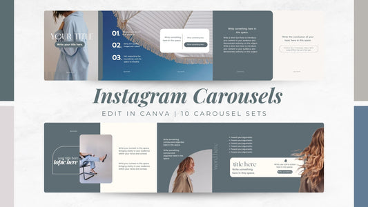 PLR Canva Carousel Templates — Coastal Carousel Bundle | 10 Editable Social Media Templates with MRR Resell Rights Boundless PLR