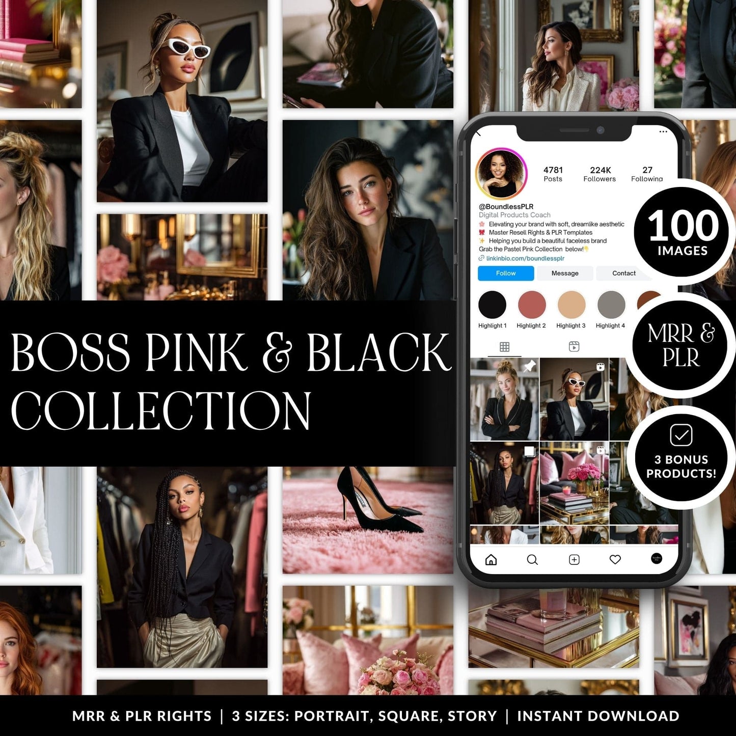 AI Stock Photos | Boss Aesthetic Images in 3 Sizes | MRR & PLR Resell Rights Boundless PLR