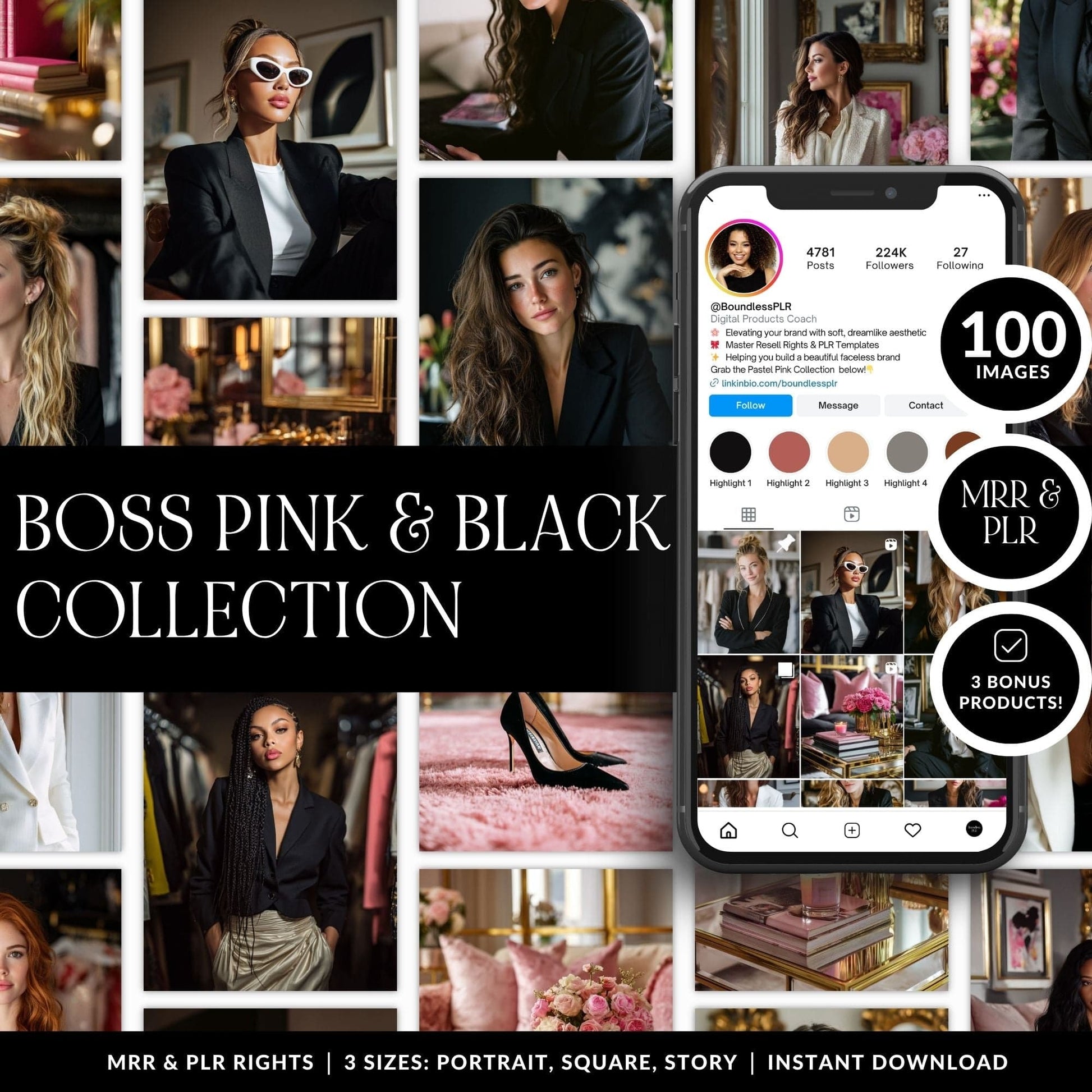 AI Stock Photos | Boss Aesthetic Images in 3 Sizes | MRR & PLR Resell Rights Boundless PLR