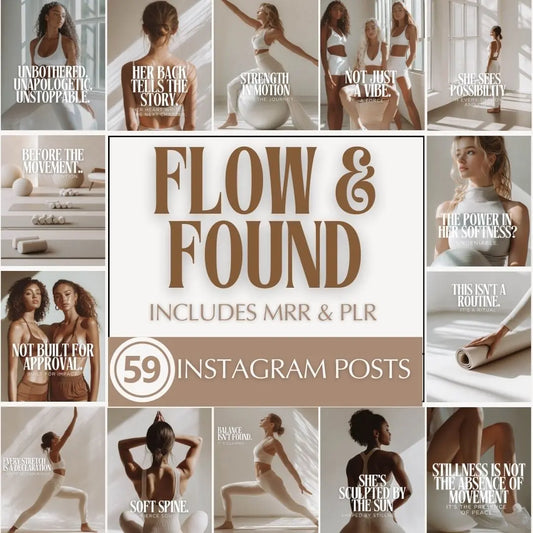Flow & Found Instagram Templates — 59 Canva-Editable Posts with PLR & MRR Rights Boundless PLR