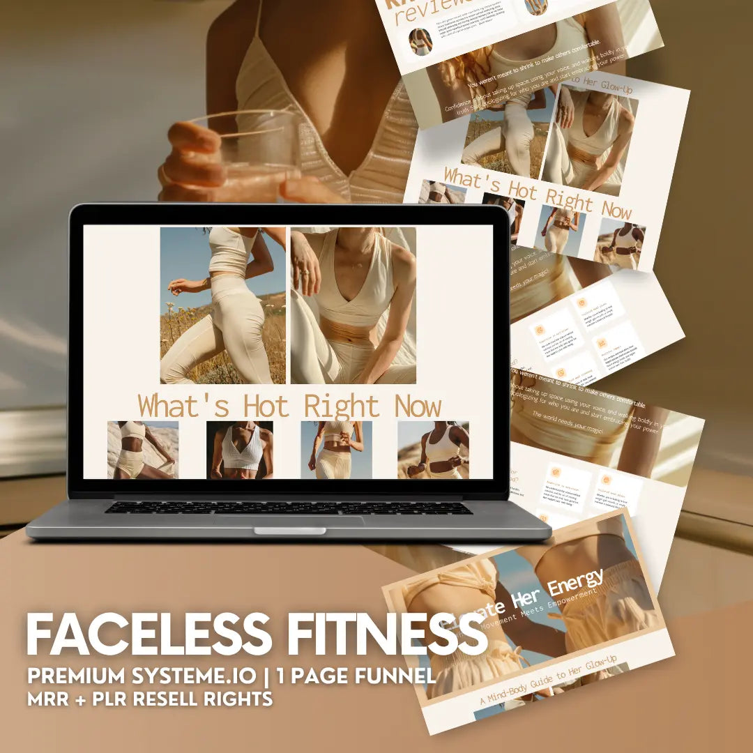 Systeme.io Templates, PLR/MRR Systeme.io Funnel Template + Faceless Fitness AI Stock Image Bonus Boundless PLR