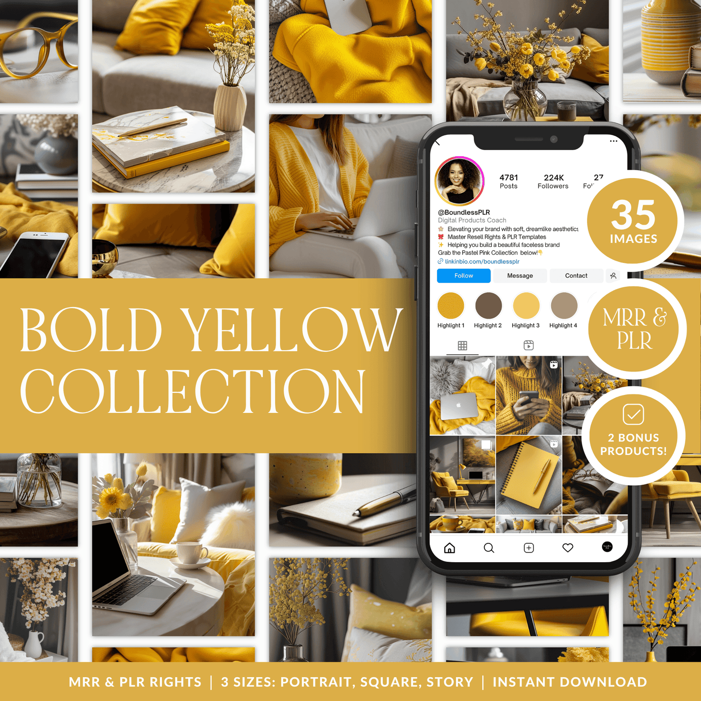 35 Luxury Bold Yellow AI Stock Photos | PLR & MRR Resell Rights