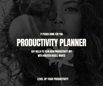 Canva Editable Productivity Planner with PLR & MRR | 75+ Page Digital Planner Template | Daily Weekly Monthly Goal Tracker for Resale