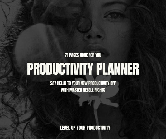 Canva Editable Productivity Planner with PLR & MRR | 75+ Page Digital Planner Template | Daily Weekly Monthly Goal Tracker for Resale