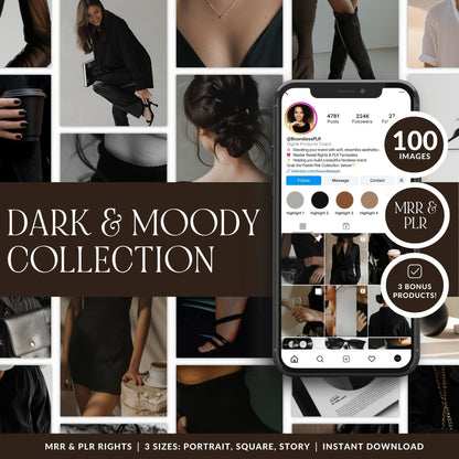 Dark & Moody AI Stock Images | 100 Aesthetic Lifestyle Photos | MRR PLR Digital Products Boundless PLR