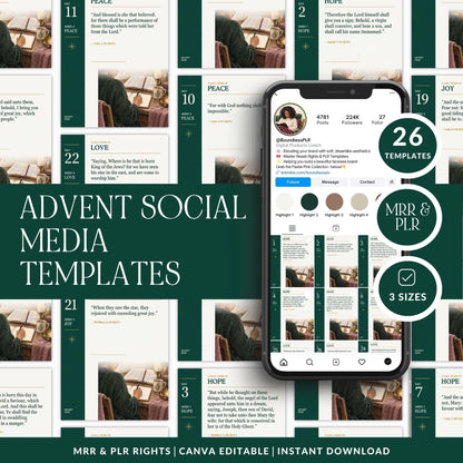Bible Verse Templates | Advent & Christmas Scripture Social Media Templates | Editable Canva Instagram, Story & Square Templates
