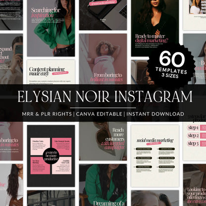 Elysian Noir Canva Templates Bundle | Editable PLR + MRR Boundless PLR