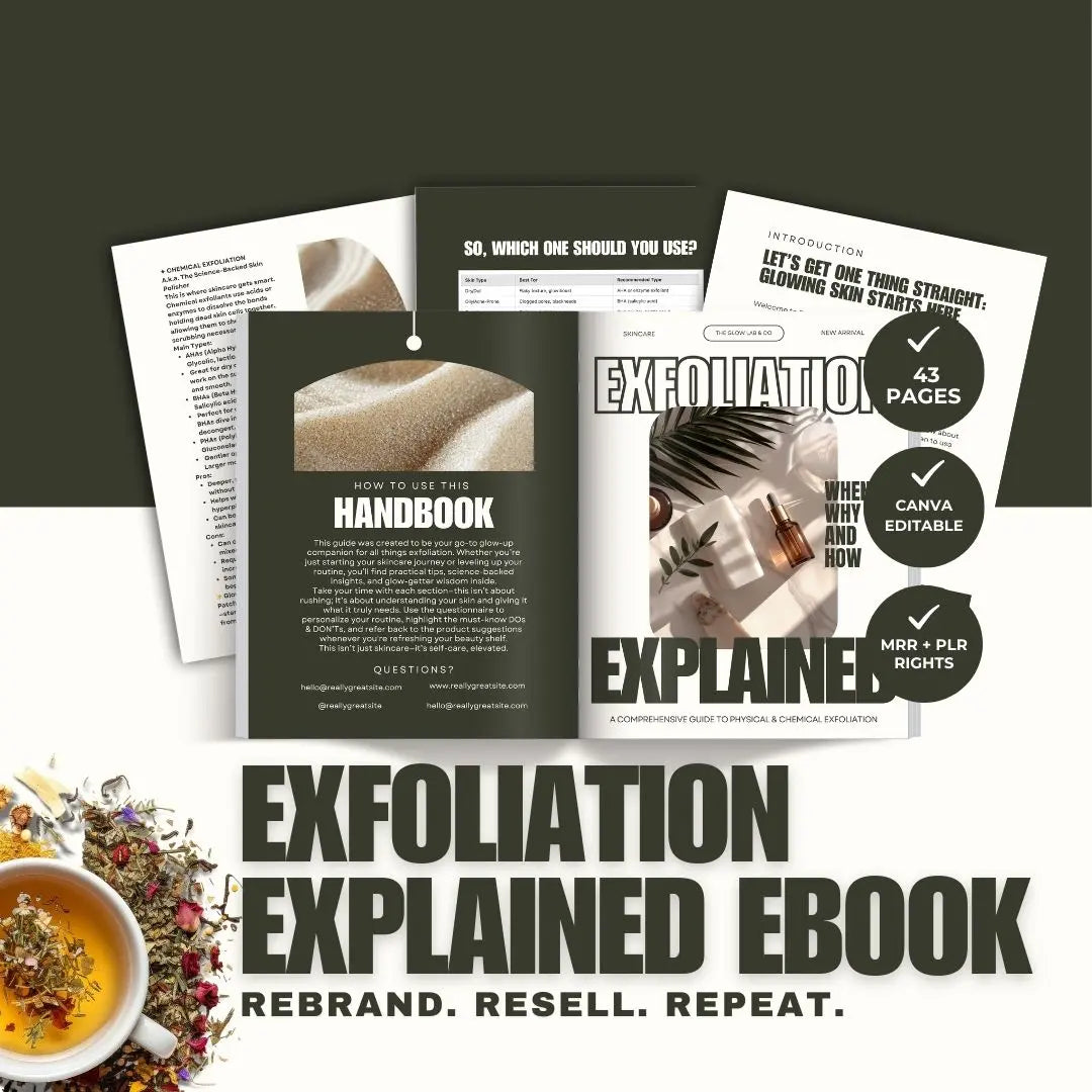 Exfoliation Explained – Canva Editable Skincare eBook with PLR & MRR Resell Rights Boundless PLR
