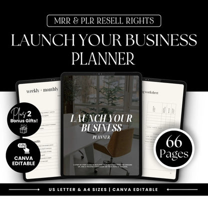 Launch Your Business Planner – Canva Editable (MRR & PLR Rights Included) Boundless PLR