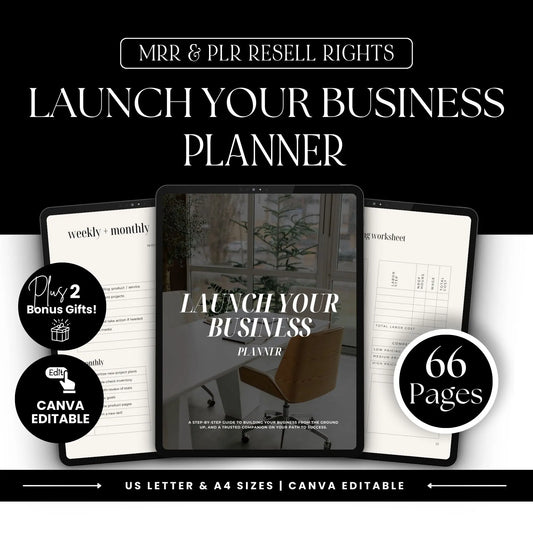 Launch Your Business Planner – Canva Editable (MRR & PLR Rights Included) Boundless PLR